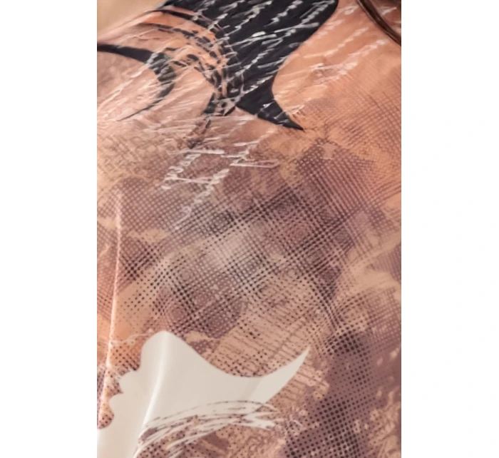 13-168 Športové šaty s vreckami a viazankou - medený vzor s nápisom