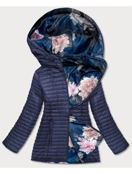 Tmavě modrá dámská oboustranná bunda s kapucí 1 model 17099141 - Andrea Lee Tmavě modrá dámská oboustranná bunda s kapucí 1 model 17099141 - Andrea Lee