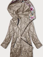 Dámska bunda s ozdobnou kapucňou cappuccino (B8227-12)