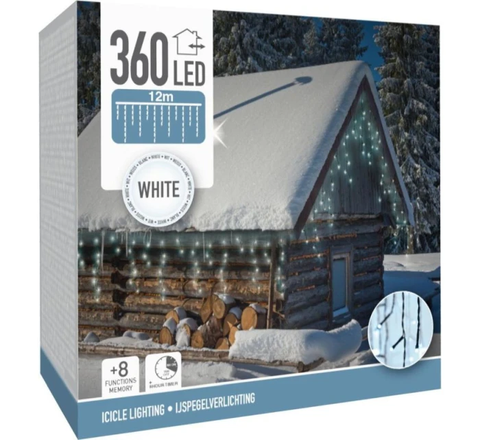 VIANOČNÝ STROMČEK SVETLÁ VONKAJŠIE SVETLO ZÁVES 360 VIEDOL ČASOVAČ STUDENÁ BIELA KÁBEL ZELENÁ