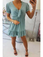 Šaty s vázaným výstřihem do V model 18746801 modré - K-Fashion