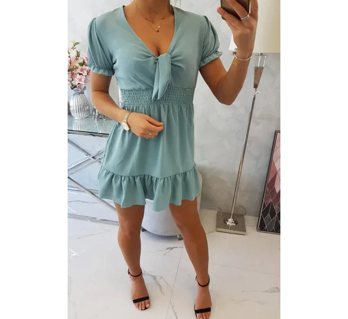 Šaty s vázaným výstřihem do V model 18746801 modré - K-Fashion