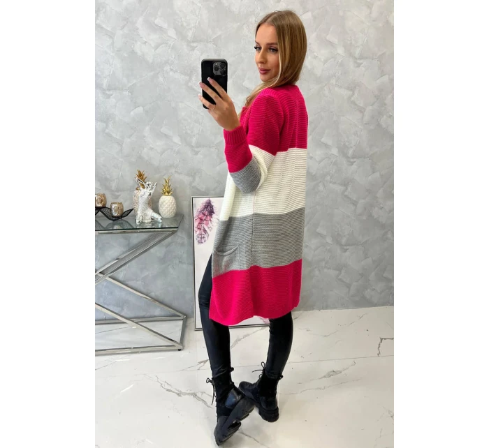 Pruhovaný sveter malinová + ružová