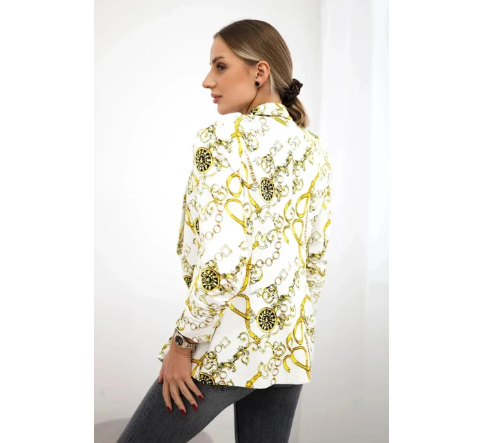 Bavlnená bunda s farebnou potlačou ecru+žltá Bavlnená bunda s farebnou potlačou ecru+žltá