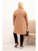 Dámsky elegantný kabát Plus Size s golierom a veľkými vreckami Camel Dámsky elegantný kabát Plus Size s golierom a veľkými vreckami Camel