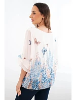 Dámská halenka s plisovaným rukávem a potiskem modrá