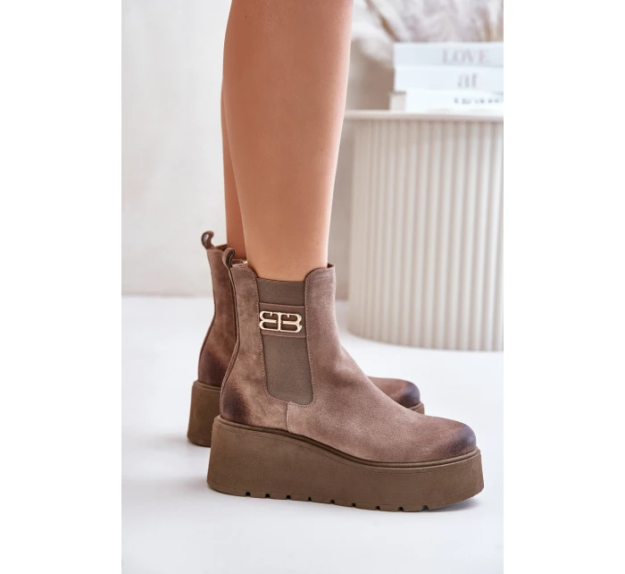 model 21673714 Dámské Botky Chelsea Na Platformě A Klínu Černé - Zazoo