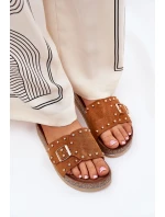 Dámské Pantofle Na Platformě S Přezkou A Camel model 21689943 - Boto