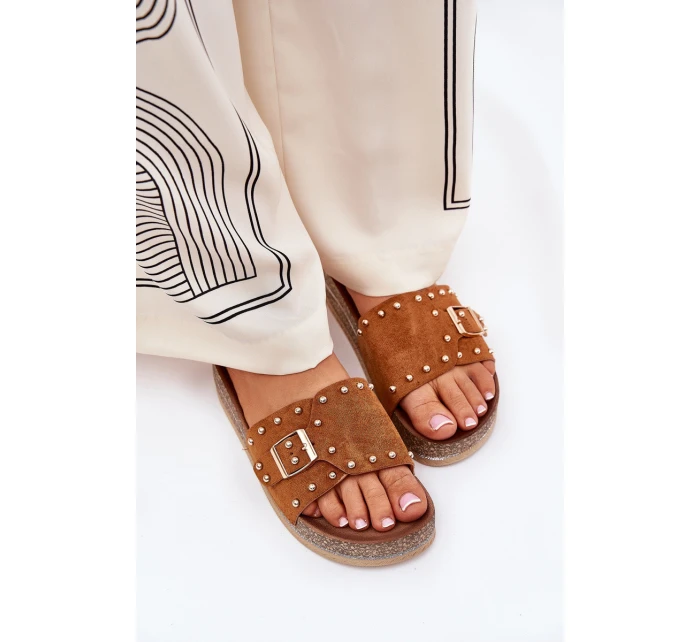 Dámské Pantofle Na Platformě S Přezkou A Camel model 21689943 - Boto