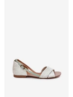 Skórzane Sandały Płaskie Maciejka 04614-46 Miętowe