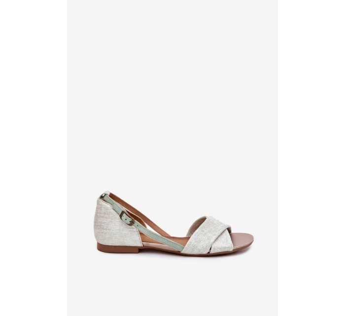 Skórzane Sandały Płaskie Maciejka 04614-46 Miętowe