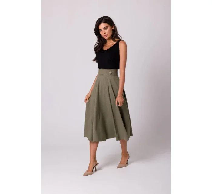 model 18407333 Sukně s vysokým pasem olivová - BeWear
