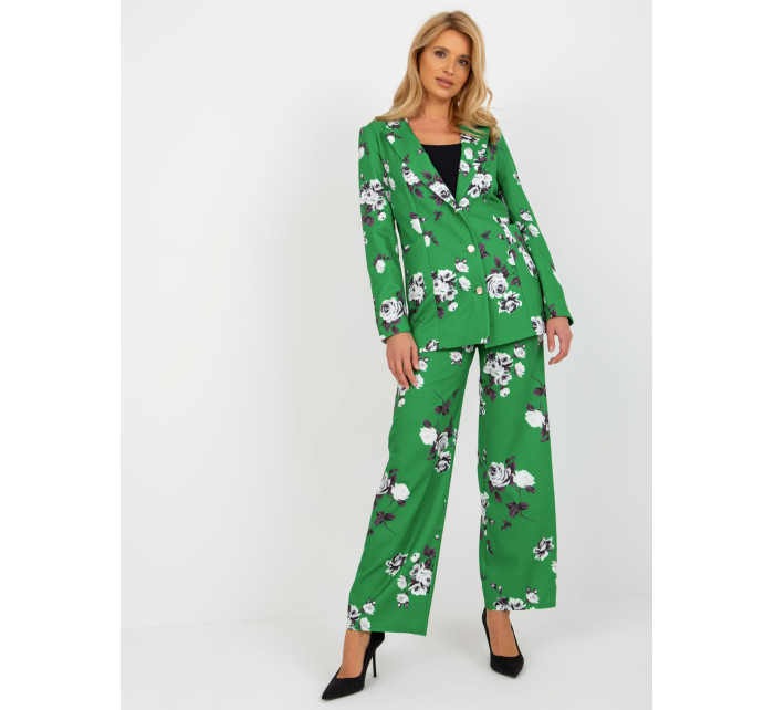 Zelené elegantné sako s ružami z obleku