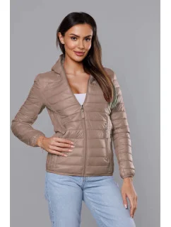 Béžová dámska prešívaná bunda s kapucňou (B0123-46)