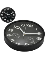 NÁSTENNÉ HODINY 25CM S TEPLOMEROM ČIERNE NÁSTENNÉ HODINY 25CM S TEPLOMEROM ČIERNE