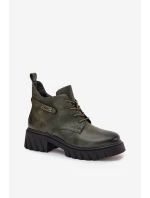 Niskie Ocieplane Botki Damskie Na Klocku Z Ozdobnym Paskiem Ciemnozielone Therisse Niskie Ocieplane Botki Damskie Na Klocku Z Ozdobnym Paskiem Ciemnozielone Therisse