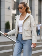 Dámska prechodná bunda s kapucňou a vreckami béžová FashionStreet TY5634