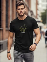 Tshirt męski z nadrukiem czarny model 22182513 - FashionStreet Tshirt męski z nadrukiem czarny model 22182513 - FashionStreet