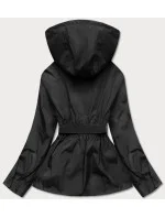 Krátka čierna dámska bunda s opaskom (AG3-03)