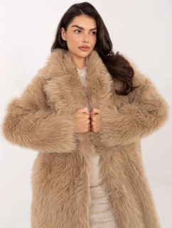 Dámsky dlhý kabát z umelej kožušiny Goodlookin tmavo béžový (G230132)