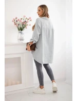 Bavlnené mušelínové tričko Plus Size Grey Bavlnené mušelínové tričko Plus Size Grey