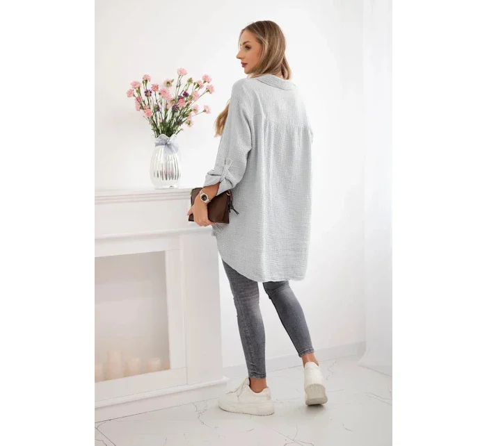 Bavlnené mušelínové tričko Plus Size Grey Bavlnené mušelínové tričko Plus Size Grey