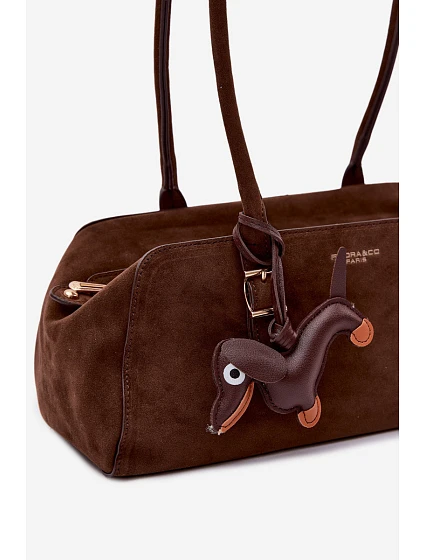 Kožená kabelka z imitace semiše s přívěskem model 22111598 - Flora&Co