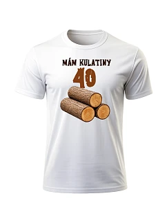 Pánské bavlněné tričko s potiskem - MÁM KULATINY 40 - bilé