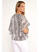 Dámska blúzka s volánovými rukávmi BLU2020-M19 sivá so vzorom - Monnari