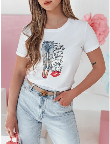 Dámské tričko s potiskem bílé Dstreet model 21986873 - FashionStreet Dámské tričko s potiskem bílé Dstreet model 21986873 - FashionStreet