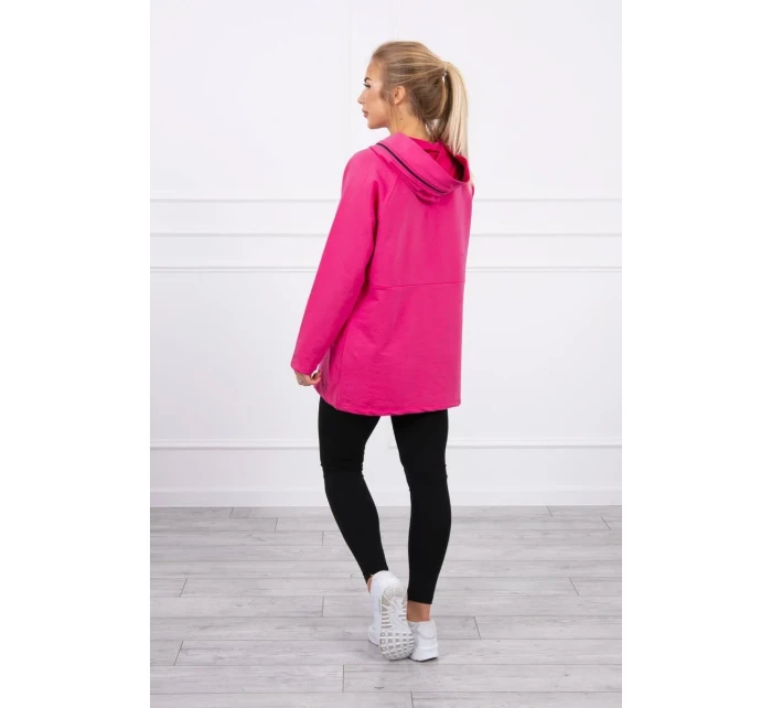 Tunika na zips s kapucňou Oversize fuchsiová