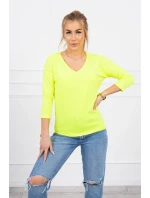 Halenka s výstřihem do V žlutá neonová Halenka s výstřihem do V žlutá neonová