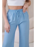 Viskózové kalhoty se širokými nohavicemi modrý Viskózové kalhoty se širokými nohavicemi modrý