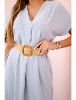 Šaty s ozdobným páskem šedý