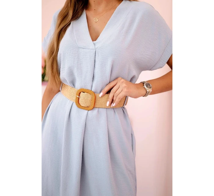 Šaty s ozdobným páskem šedý