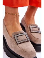 Wygodne Zamszowe Mokasyny Beżowe Agathe Wygodne Zamszowe Mokasyny Beżowe Agathe