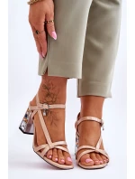 lakované sandály na podpatku D&A Béžove model 21617750 - S.Barski lakované sandály na podpatku D&A Béžove model 21617750 - S.Barski