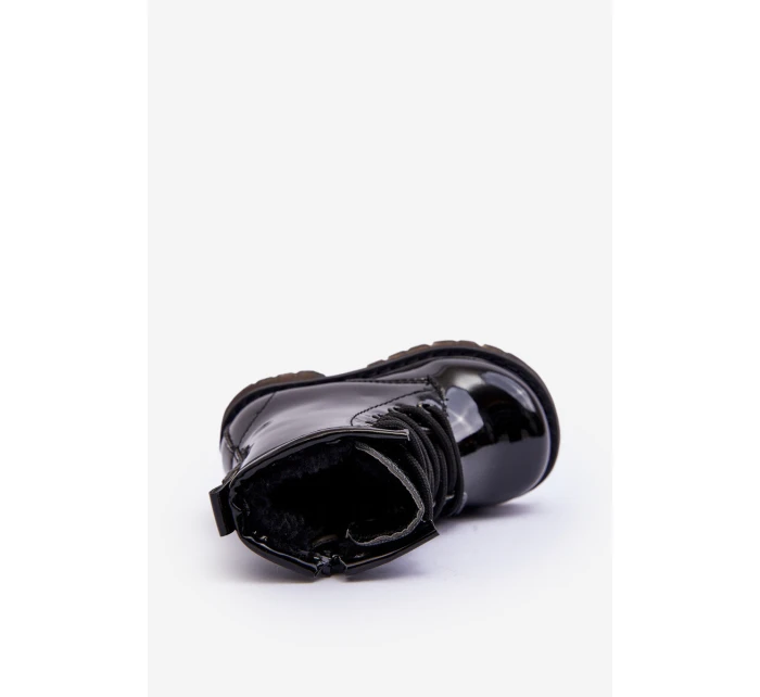 Dziecięce Botki Lakierowane Z Suwakiem Czarne Tibbie