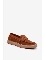 Zamszowe Męskie Półbuty Loafersy Zazoo 1574 Brązowe