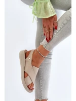 Zazoo 40392 Skórzane Sandały Damskie Beżowe