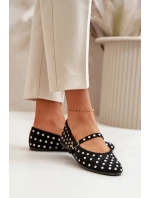 Zdobené baleríny s páskem eko černé model 21670629 - Boto