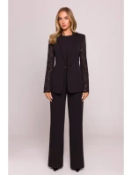 M865 Sako s čipkovanými panelmi a jedným gombíkom - čierne M865 Sako s čipkovanými panelmi a jedným gombíkom - čierne