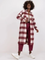 Dámska košeľa EM-KS-002/04.50P Ecru-vínová - FPrice