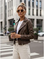 Dámska hnedá kožená bunda TY5541 - FashionStreet