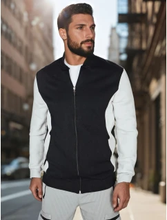 Pánska mikina na zips so stojacím golierom čierna FashionStreet BX5909