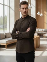 Pánská košile SLIM FIT se stojáčkem hnědá Dstreet model 21995748 - FashionStreet