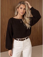 Dámsky krátky sveter s nastaviteľným pásom, čokoládovo hnedý, FashionStreet MY2619 Dámsky krátky sveter s nastaviteľným pásom, čokoládovo hnedý, FashionStreet MY2619