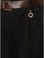 Elegantné dámske šortky s opaskom, čierne, FashionStreet SY0626 Elegantné dámske šortky s opaskom, čierne, FashionStreet SY0626