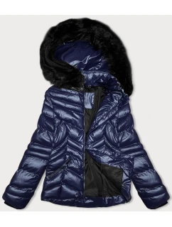 Krátká dámská prošívaná zimní bunda v barvě s kapucí model 21247395 - J.STYLE