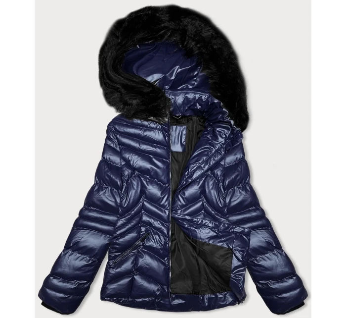 Krátká dámská prošívaná zimní bunda v barvě s kapucí model 21247395 - J.STYLE